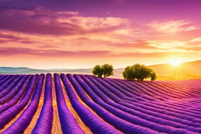 Lavender Fields at Sunset tablet nature wallpaper