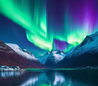 Northern Lights Over Snowy Peaks phone nature wallpaper