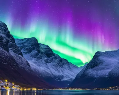 Northern Lights Over Snowy Peaks phone nature wallpaper