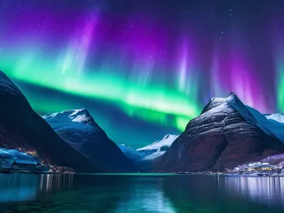 Northern Lights Over Snowy Peaks tablet nature wallpaper