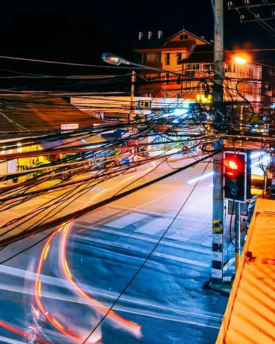 Street lights junction night 4k neon wallpaper