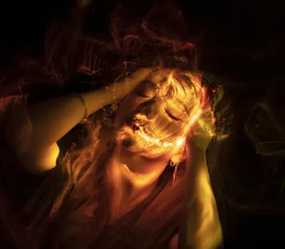 Woman face light painting 4k neon wallpaper