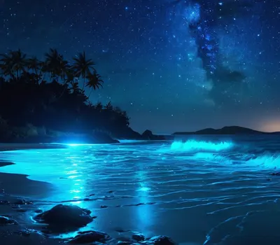 Ocean Bioluminescence Night 4k ocean wallpaper