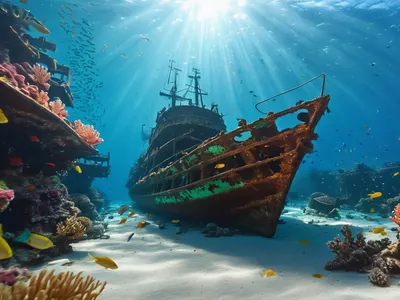 Shipwreck Underwater 4k ocean wallpaper