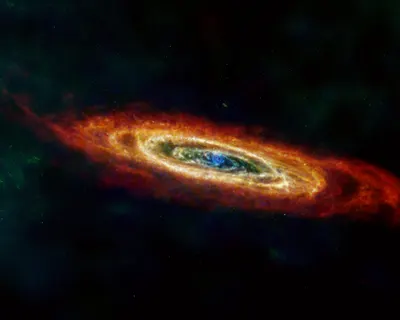 Andromeda Galaxy Imaged by Herschel, Planck, IRAS, COBE hd space wallpaper