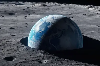 Earth from Moon Surface tablet space wallpaper