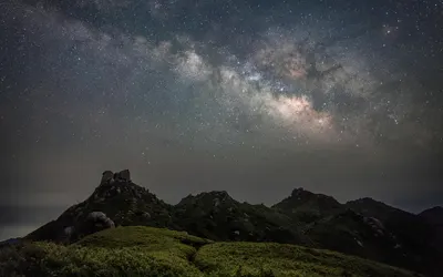 Mountains starry sky nature 4k space wallpaper