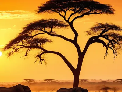 African Savanna Sunset tablet sunset wallpaper