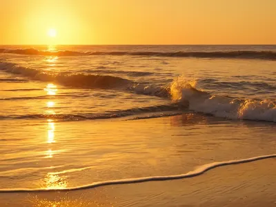 Beach Sunset Golden Waves 4k sunset wallpaper