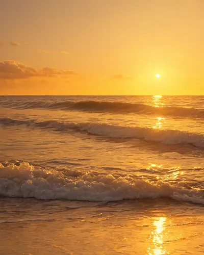 Beach Sunset Golden Waves phone sunset wallpaper