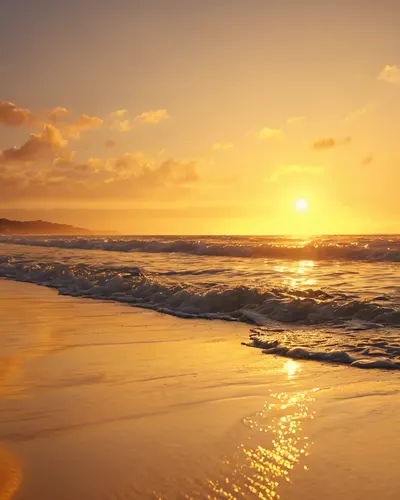 Beach Sunset Golden Waves tablet sunset wallpaper