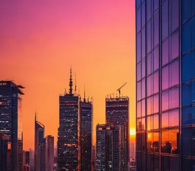 City Skyline Sunset phone sunset wallpaper