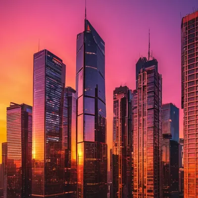 City Skyline Sunset phone sunset wallpaper
