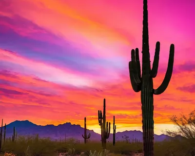 Desert Sunset Saguaro Cactus tablet sunset wallpaper
