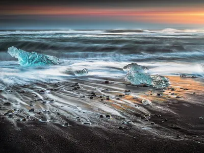 Iceland nature beach 4k sunset wallpaper