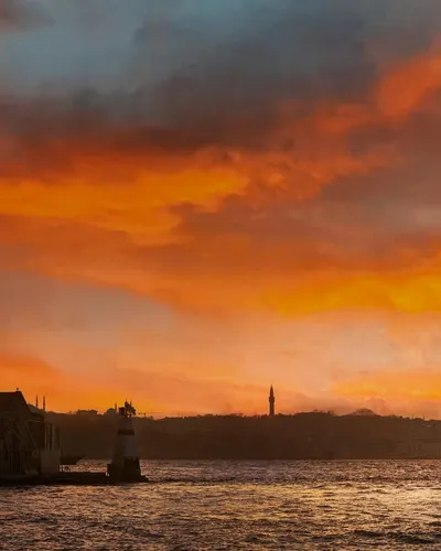 Maiden's tower sunset sky 4k sunset wallpaper