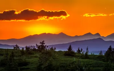 Mountains field sunset 4k sunset wallpaper