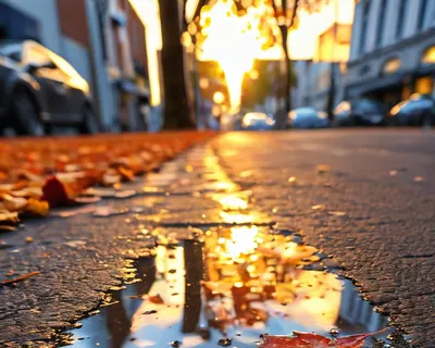 Sunset Reflection Puddle phone sunset wallpaper